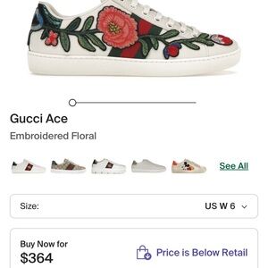 Gucci Ace Floral Embroidered Sneakers EU 38